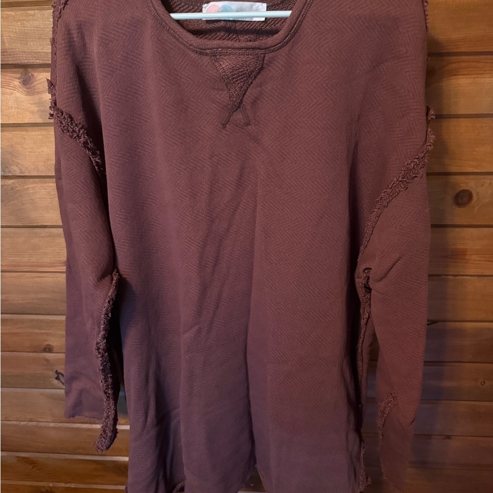 Free People Brown Textured Sweatshirt Size M